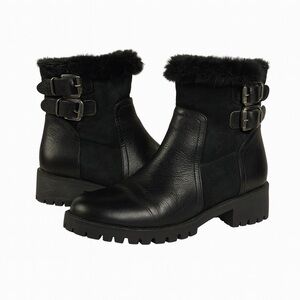 NAPOLEONI Leather Suede Shearling Zip-up Buckled Ankle Boots Made in Italy Sz 36